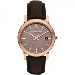 Burberry Men’s Swiss Made Leather Strap Bronze Dial 38mm Watch BU9013