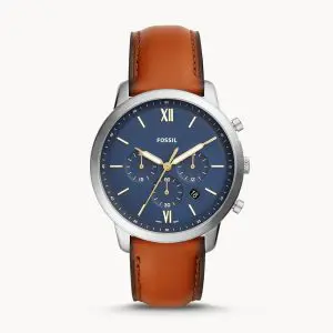 Fossil Men’s Chronograph Quartz Leather Strap Blue Dial 44mm Watch FS5453