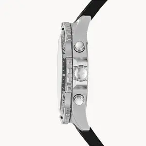 Fossil Men’s Chronograph Quartz Silicone Strap Black Dial 44mm Watch FS5624