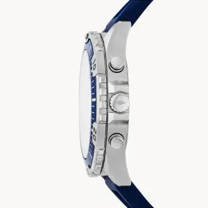 Fossil Men’s Chronograph Quartz Silicone Strap Blue Dial 44mm Watch FS5709
