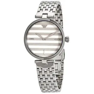 Emporio Armani Women’s Analog Stainless Steel White Dial 32mm Watch AR11195