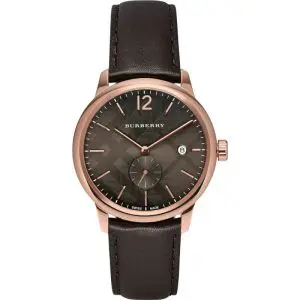 Burberry Men’s Swiss Made Leather Strap Brown Dial 40mm Watch BU10012