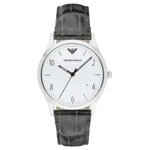 Emporio Armani Men’s Quartz Leather Strap Silver Dial 41mm Watch AR1880