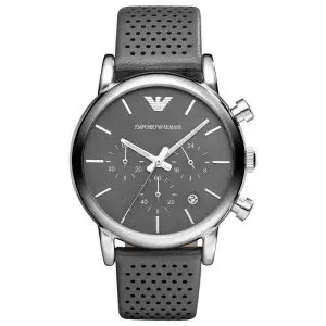 Emporio Armani Men’s Chronograph Quartz Leather Strap Grey Dial 41mm Watch AR1735