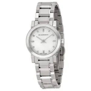 Burberry Ladies Swiss Made Stainless Steel Mother of Pearl Dial 26mm Watch BU9224