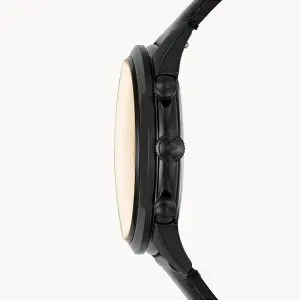 Fossil Men’s Chronograph Quartz Leather Strap Black Dial 44mm Watch FS5585