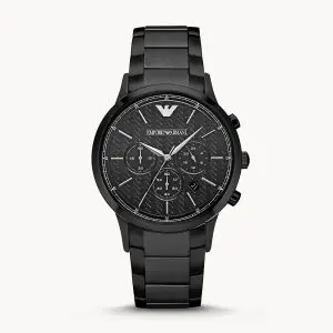 Emporio Armani Men’s Chronograph Stainless Steel Black Dial 43mm Watch AR2485