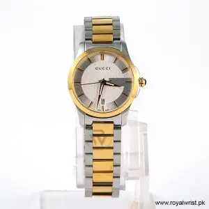 Gucci Women’s Swiss Made Quartz Stainless Steel Silver Dial 27mm Watch YA126563