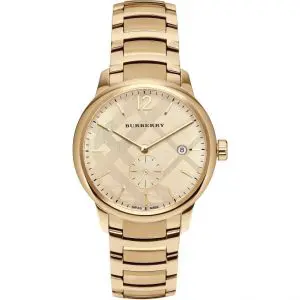 BURBERRY Men’s Swiss made Stainless Steel Gold Dial 40mm Watch BU10006