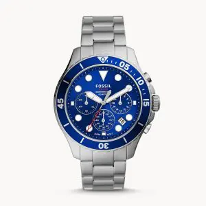 Fossil Men’s Chronograph Quartz Stainless Steel Blue Dial 46mm Watch FS5724