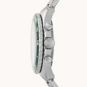 Fossil Men’s Chronograph Quartz Stainless Steel Green Dial 46mm Watch FS5726
