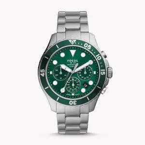 Fossil Men’s Chronograph Quartz Stainless Steel Green Dial 46mm Watch FS5726
