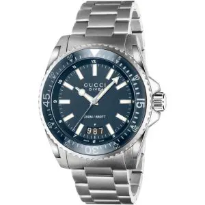 Gucci Men’s Swiss Made Quartz Stainless Steel Blue Dial 45mm Watch YA136203