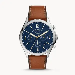 Fossil Men’s Quartz Leather Strap Blue Dial 46mm Watch FS5607