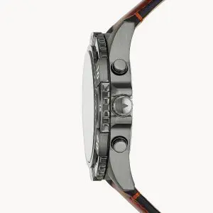 Fossil Men’s Chronograph Quartz Leather Strap Gray Dial 44mm Watch FS5770