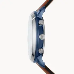 Fossil Men’s Quartz Leather Strap Blue Dial 44mm Watch FS5791