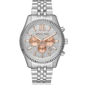 Michael Kors Men’s Quartz Stainless Steel Crystal Pave Dial 44mm Watch MK8515