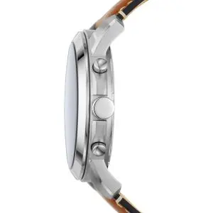 Fossil Men’s Chronograph Quartz Leather Strap Silver Dial 44mm Watch FS5184