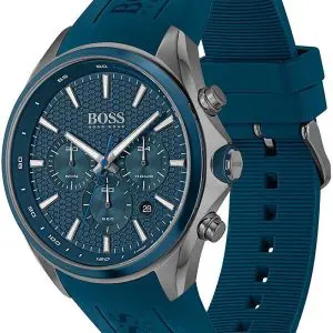 Hugo Boss Men’s Quartz Silicone Strap Blue Dial 46mm Watch 1513856
