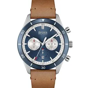 Hugo Boss Men’s Quartz Lather Strap Blue Dial 44mm Watch 1513860