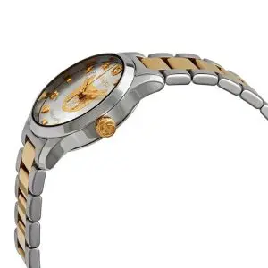Gucci Women’s Quartz Stainless Steel Swiss Made Silver (Golden Feline Head) Dial 27mm Watch YA126596