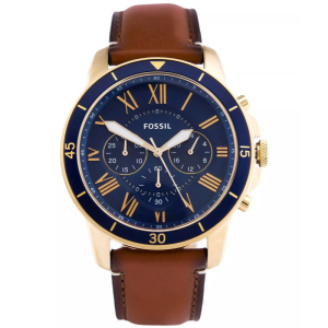 Fossil Men’s Quartz Brown Leather Strap Blue Dial 44mm Watch FS5268