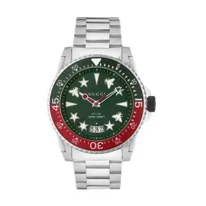 Gucci Men’s Swiss Made Quartz Stainless Steel Green Dial 45mm Watch YA136222