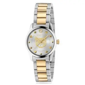 Gucci Women’s Swiss Made Quartz Stainless Steel Silver Dial 27mm Watch YA126596