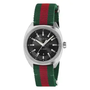 Gucci Men’s Analog Swiss Made Quartz Nylon Strap Black Dial 41mm Watch YA142305