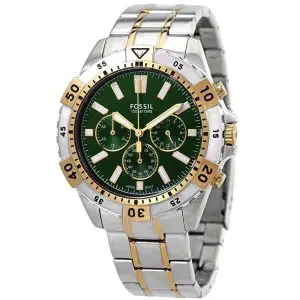 Fossil Men’s Chronograph Quartz Stainless Steel Green Dial 44mm Watch FS5622