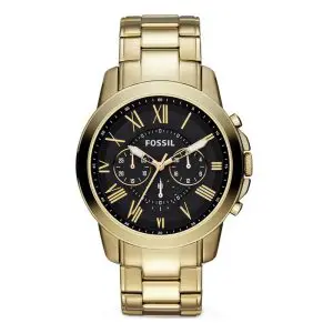 Fossil Men’s Chronograph Quartz Gold Stainless Steel Black Dial 44mm Watch FS4815