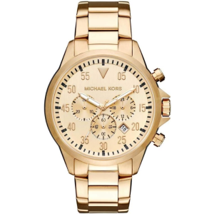 Michael Kors Men's Chronograph Quartz Stainless Steel Gold Dial 45mm Watch MK8491