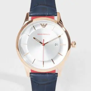 Emporio Armani Men’s Quartz Leather Strap Silver Dial 50mm Watch AR11131