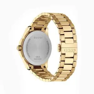 Gucci Unisex Swiss Made Quartz Stainless Steel Gold Dial 38mm Watch YA126461