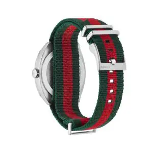 Gucci Men’s Analog Swiss Made Quartz Nylon Strap Black Dial 41mm Watch YA142305