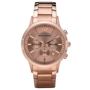 Emporio Armani Men’s Chronograph Quartz Stainless Steel Rose Gold Dial 45mm Watch AR2452
