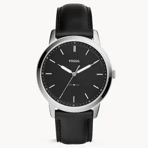Fossil Men’s Quartz Leather Strap Black Dial 44mm Watch FS5398