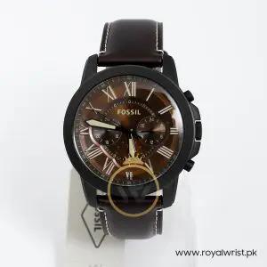 Fossil Men’s Chronograph Quartz Leather Strap Brown Dial 44mm Watch FS5088