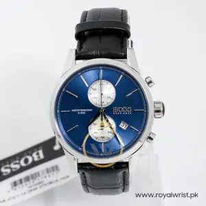 Hugo Boss Men's Chronograph Leather Strap Blue Dial 41mm Watch 1513283