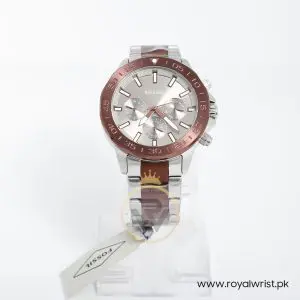 Fossil Men’s Chronograph Stainless Steel Silver Brown Dial 45mm Watch BQ2502
