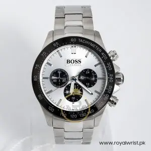 Hugo Boss Men’s Chronograph Quartz Stainless Steel Silver Dial 45mm Watch 1512964