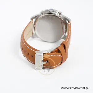 Fossil Men’s Chronograph Quartz Leather Strap White Dial 43mm Watch FS5060