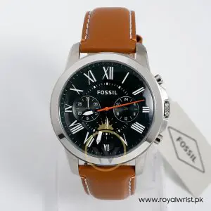 Fossil Men’s Chronograph Quartz Leather Strap Green Dial 44mm Watch FS4918