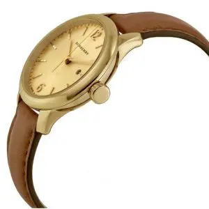 Burberry Women’s Swiss Made Leather Strap Gold Dial 32mm Watch BUR10101