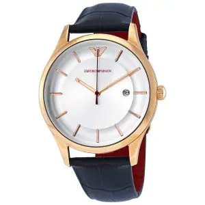 Emporio Armani Men’s Quartz Leather Strap Silver Dial 50mm Watch AR11131