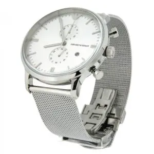 Emporio Armani Men’s Chronograph Quartz Stainless Steel Silver Dial 38mm Watch AR0390