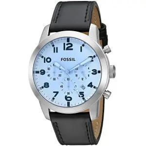Fossil Men’s Quartz Leather Strap Silver Dial 44mm Watch FS5162