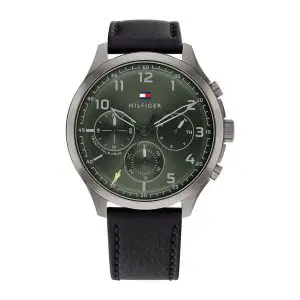 Tommy Hilfiger Men’s Quartz Leather Strap Green Dial 45mm Watch 1791856