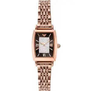 Emporio Armani Women’s Quartz Stainless Steel Brown Crystal Pave Dial 26mm Watch AR11407