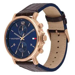 Tommy Hilfiger Men’s Quartz Leather Strap Blue Dial 44mm Watch 1710418